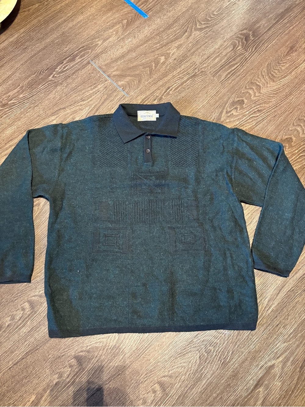 Spense Men's Teal Green Long-Sleeve Polo Sweater
